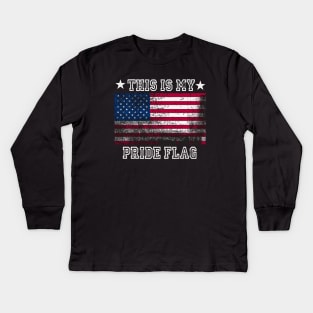 This Is My Pride Flag Shirt U USA Patriotic Flag Tee American Kids Long Sleeve T-Shirt